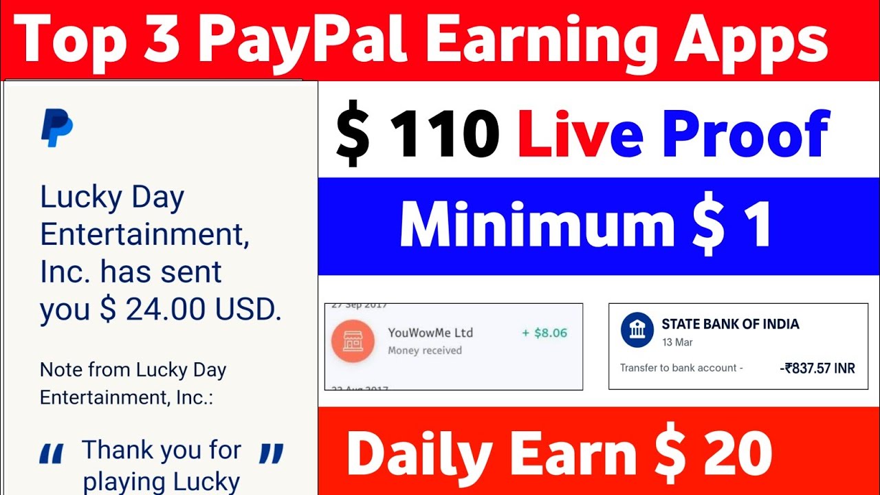 Top 3 PayPal Earning Apps Instan payment | Make Money Online | PayPal Money Earning Apps Today 2024